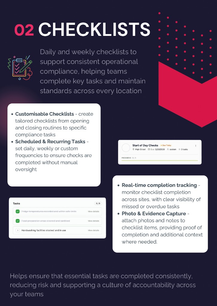 Checklist tasks and completion tracking